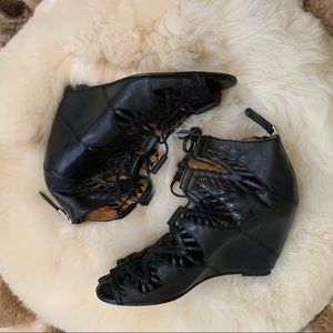 Dolce Vita Lace-up Covered Wedge Sandals